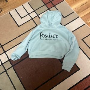 Large Green positive vibes cropped hoodie